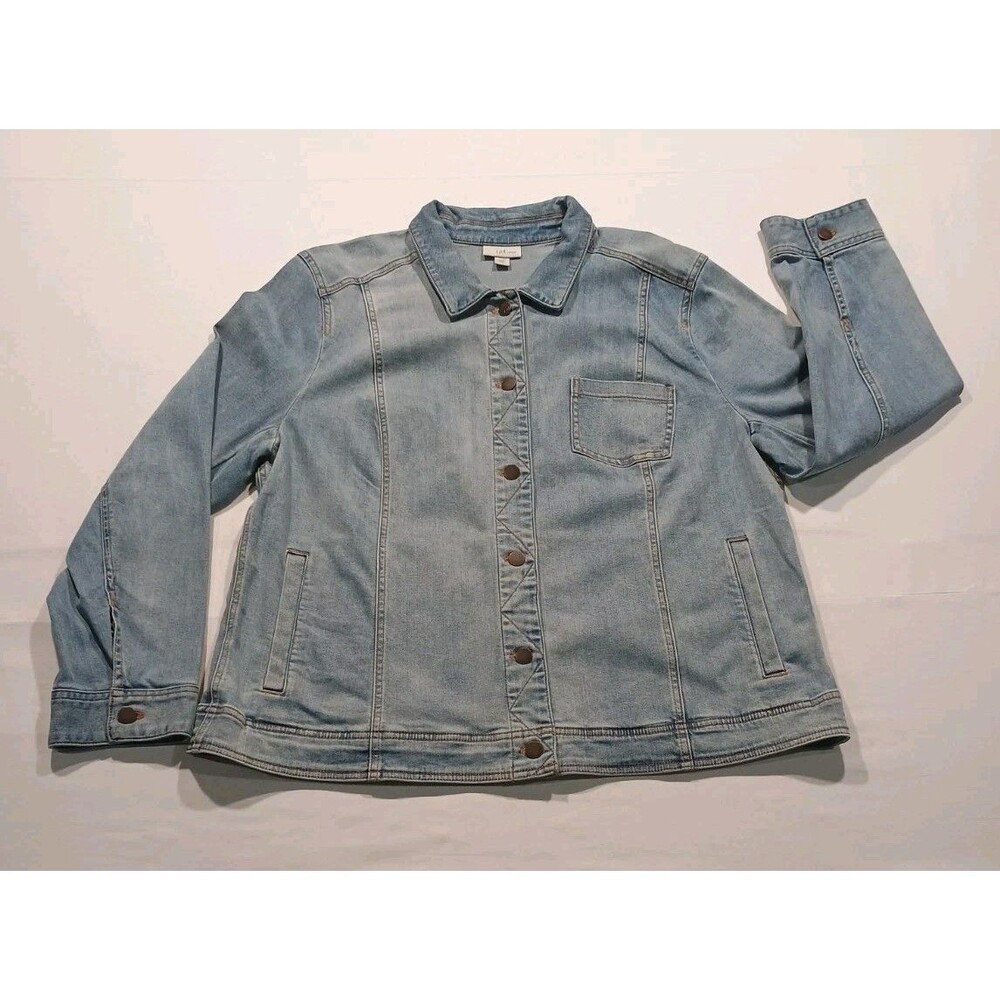 J. Jill Denim Shacket Women's XL Light Wash Button Down Soft Classic Jean Jacket